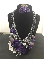 Large Floral Festooned Necklace Set