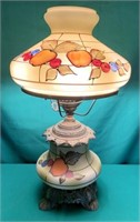 Gone with the Wind Lamp, Fruit Motif, 21 1/2" Tall