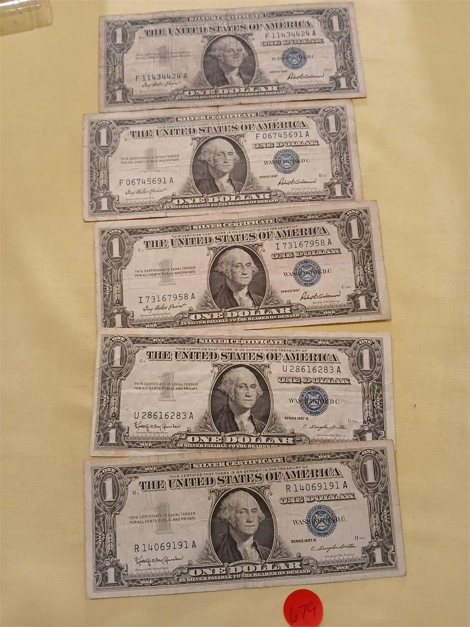 $1 Blue Seals (5) Silver Certs