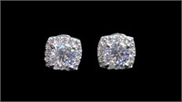 PAIR OF CZ DIAMOND S. S. EARRINGS