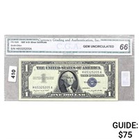 1957 $1 US Silver Certificate CGA GEM UNC66