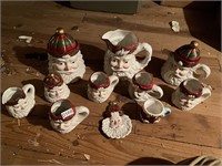 11 piece Christmas Santa pitcher mug set