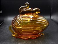 Vintage Handmade Glass Bowl - Covered Acorn