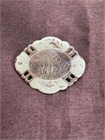 Monogram sterling silver brooch