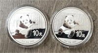 (2) One Ounce Silver Rounds: 2014 Panda