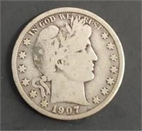 1907-O U.S. Silver Barber Half Dollar