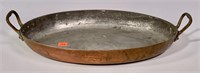 Copper pan, brass handles, 9" x 14", Made in