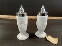L E Smith Milk Glass Salt and Pepper Shakers