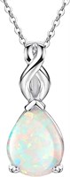 Elegant Teardrop 2.46ct White Opal Necklace
