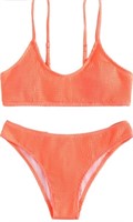 (Size: S - color:coral orange) 2 Piece Swimsuit