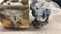 2 TELEPHANT TABLES W/ GLASS TOPS