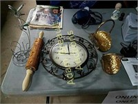 Decorative clock, rolling pin, decor