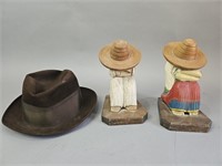 Vintage Mexican Bookends and Resistor Hat