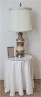 Round Side Table, Lamp & Pic Frame