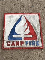 Vintage wood Campfire advertising sign measures