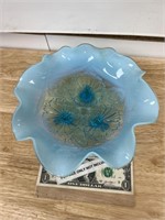 Vintage Fenton ? Blue footed bowl