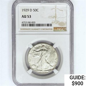 1929-D Walking Liberty Half Dollar NGC AU53