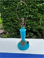 19" Blue Glass Table Lamp w/ dble. insulated cord