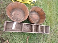 (2) Wooden Planters & Dividied Seed Box