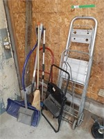 Steep Ladders, Fridge Cart, And Outdoor Tools
