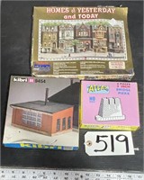 3 HO Scale Train Scenery Building Kits