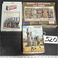 3 HO Scale Train Scenery Building Kits