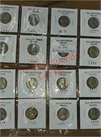 16 Old Jefferson Nickels.