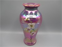 Fenton 9.5" cased HP vase, Nancy Fenton