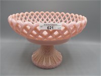 Fenton pink opaque lattice bowl