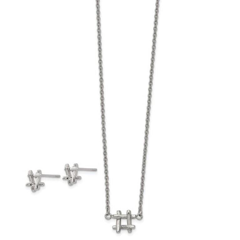 Stainless Steel HashTag Necklace and Earring Set