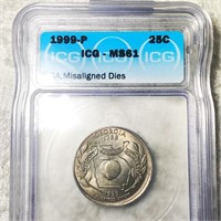 1999-P Georgia Quarter ICG - MS61 MISALIGNED DIES