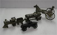 Vintage Cast Iron Toys -  train length 13 inches