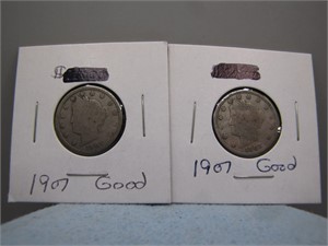 Pair of 1907 V Nickels
