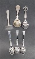 6 PIECE COLLECTION OF DANISH SILVER FLATWARE