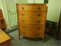 Serpentine five drawer French style chest of