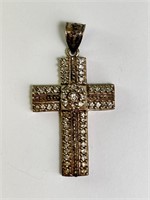 Very Large Sterling Silver/CZ Cross Pendant 15G
