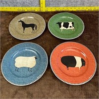 Warren Kimble Barnyard Animals Salad Plates Set 4