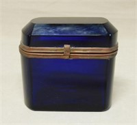 Fine Victorian Cobalt Blue Glass Jewelry Casket.