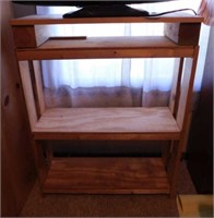 Hand crafted 4 shelf wooden shelving unit, 29.5"