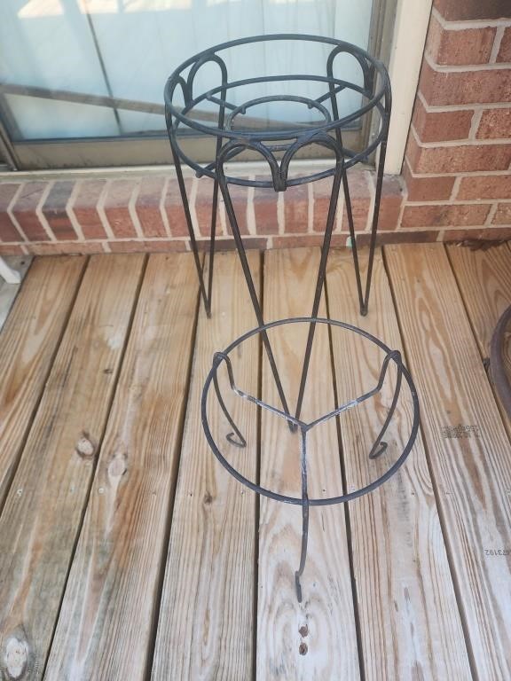2 black coated metal Plant stands