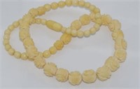 Vintage graduated carved ivory bead necklace