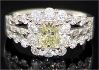 Platinum 2.23 ct Natural Fancy Yellow Diamond Ring