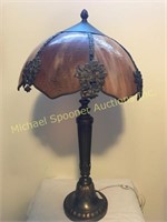 BROWN SLAG GLASS TABLE LAMP