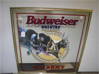 US Army Budweiser Salutes beer mirror. Measures