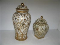 (2) Asian covered vases. Largest measures 18"