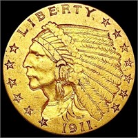 1911 $2.50 Gold Quarter Eagle CHOICE AU