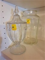 10.5" ETCHED CRYSTAL COMPOTE W/LID & 10.5"