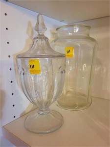 10.5" ETCHED CRYSTAL COMPOTE W/LID & 10.5"