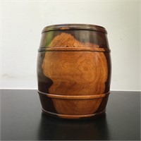 BARREL FORM LIDDED STORAGE JAR