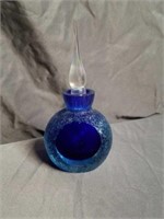 Stunning Royal Blue Blown Glass Perfume Bottle